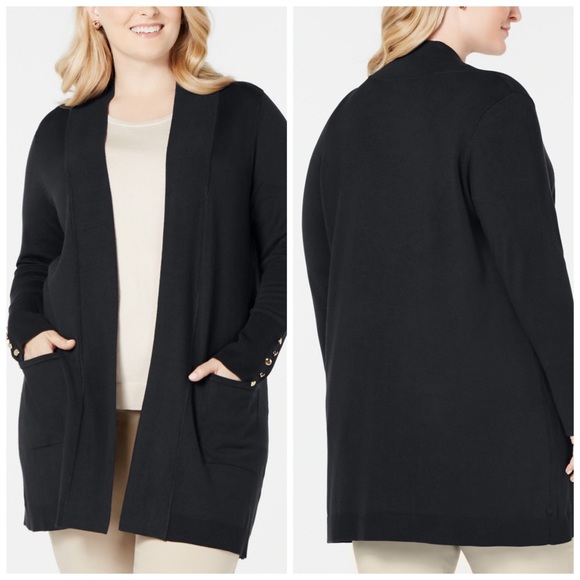 JM Collection Sweaters - JM Collection Black Open Front Cardigan Plus Sz 0X